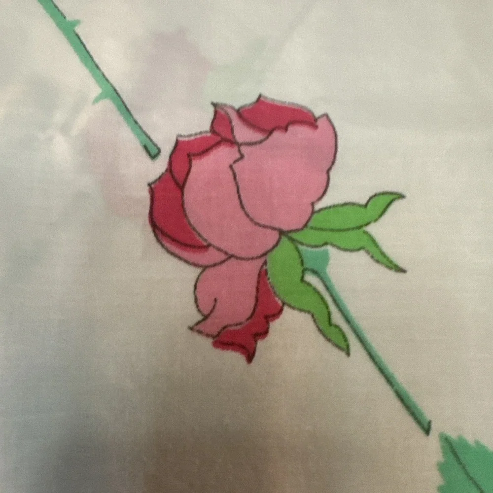 Vintage 70s Wamsutta Pillowcase KING Size Christian Dior Rose Pattern Supercale
